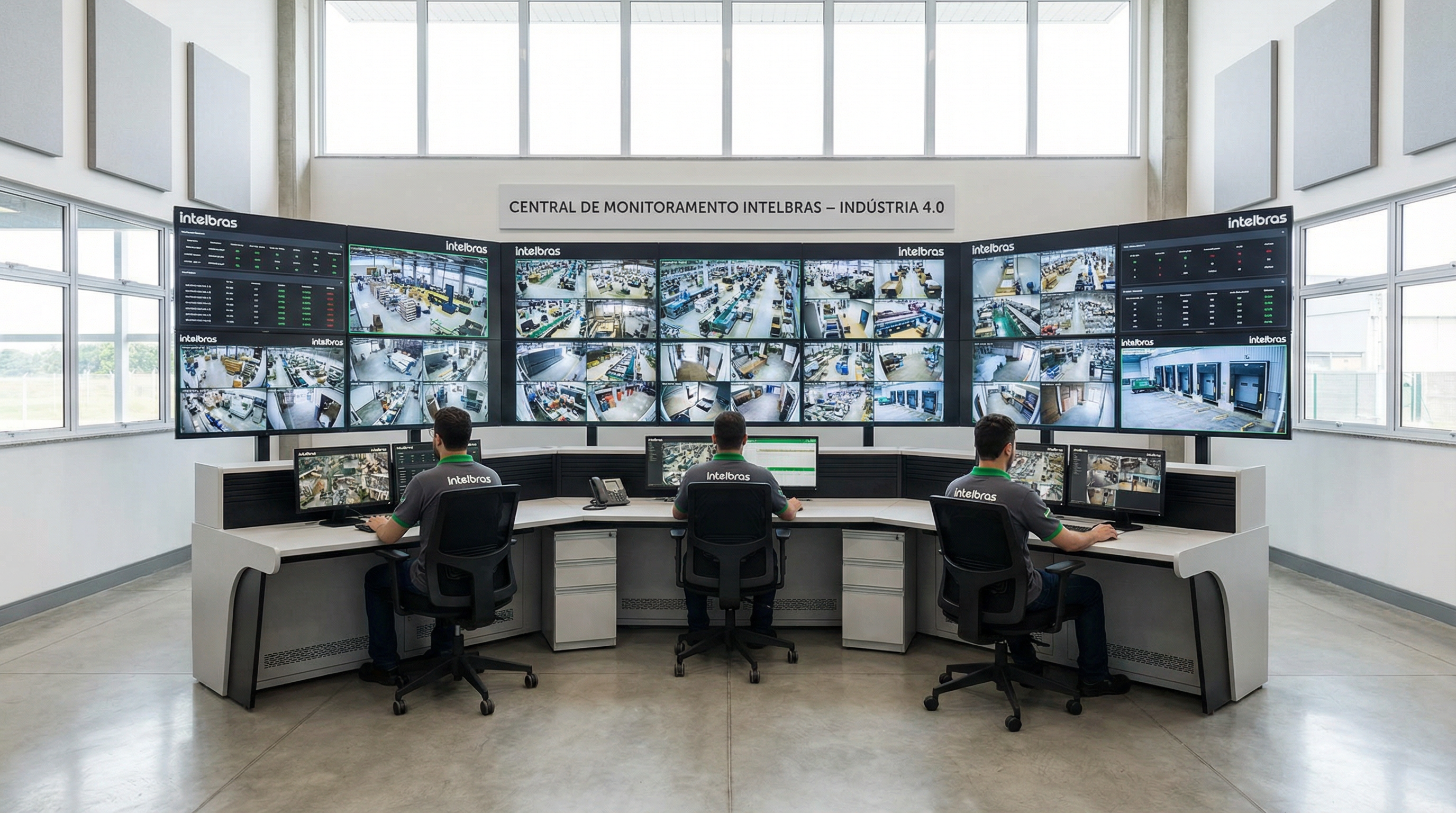 Central de monitoramento CFTV em indústria