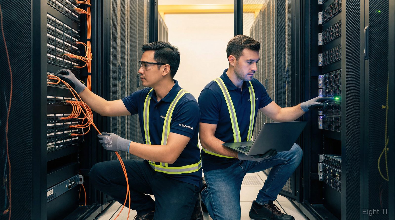 Equipe técnica da Eight TI em atuação