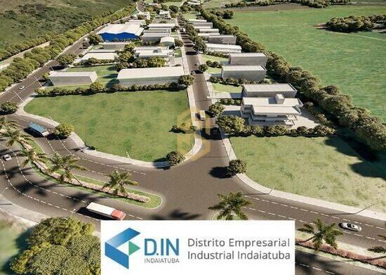 Implantação de distrito empresarial e industrial em Indaiatuba, com lotes e galpões distribuídos ao longo de vias internas — cenário de campus que demanda padronização multissite de infraestrutura de rede