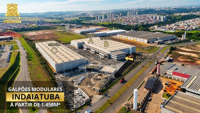 Condomínio de galpões industriais e logísticos em Indaiatuba, cenário de aplicação de Wi-Fi 7 e cabeamento estruturado Cat6A LSZH