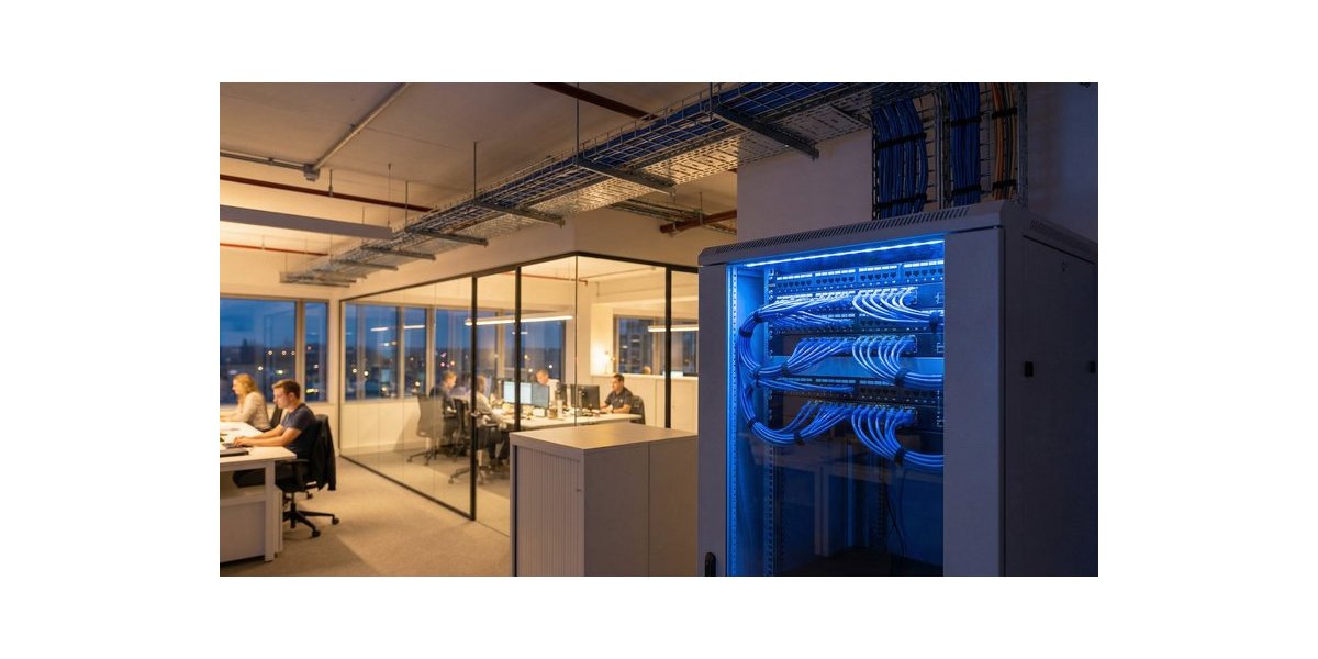 Escritório com cabeamento Cat6